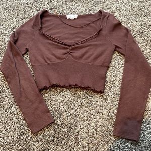 Brown PacSun long sleeve crop top